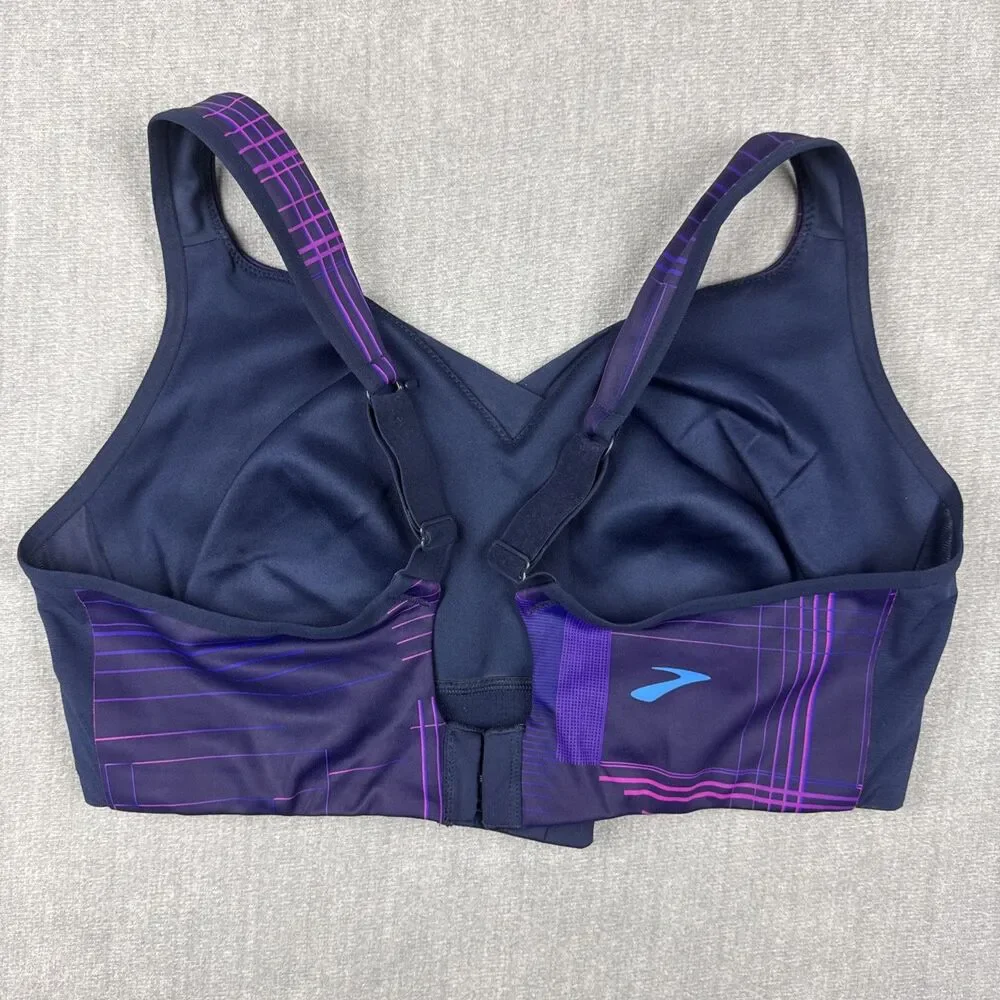 Brooks Drive Convertible Run Bra 36DD Matrix Navy Print Sweat-Wicking